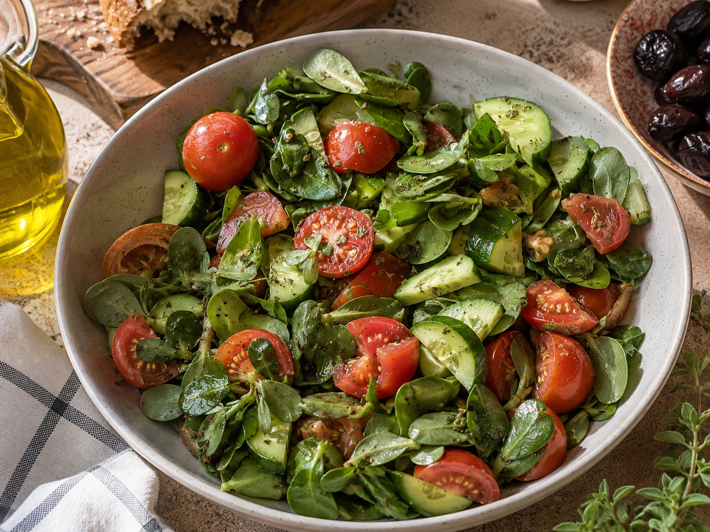 Portulak-Salat nach zypriotischer Art